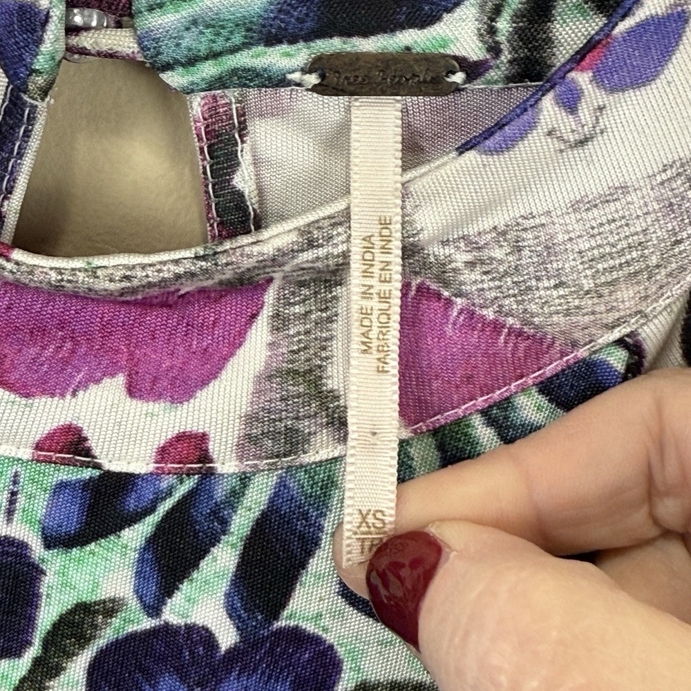 Free People New Romantics Fiesta Floral Abstract Swing‎ Mini Dress Retro XS - Picture 5 of 5